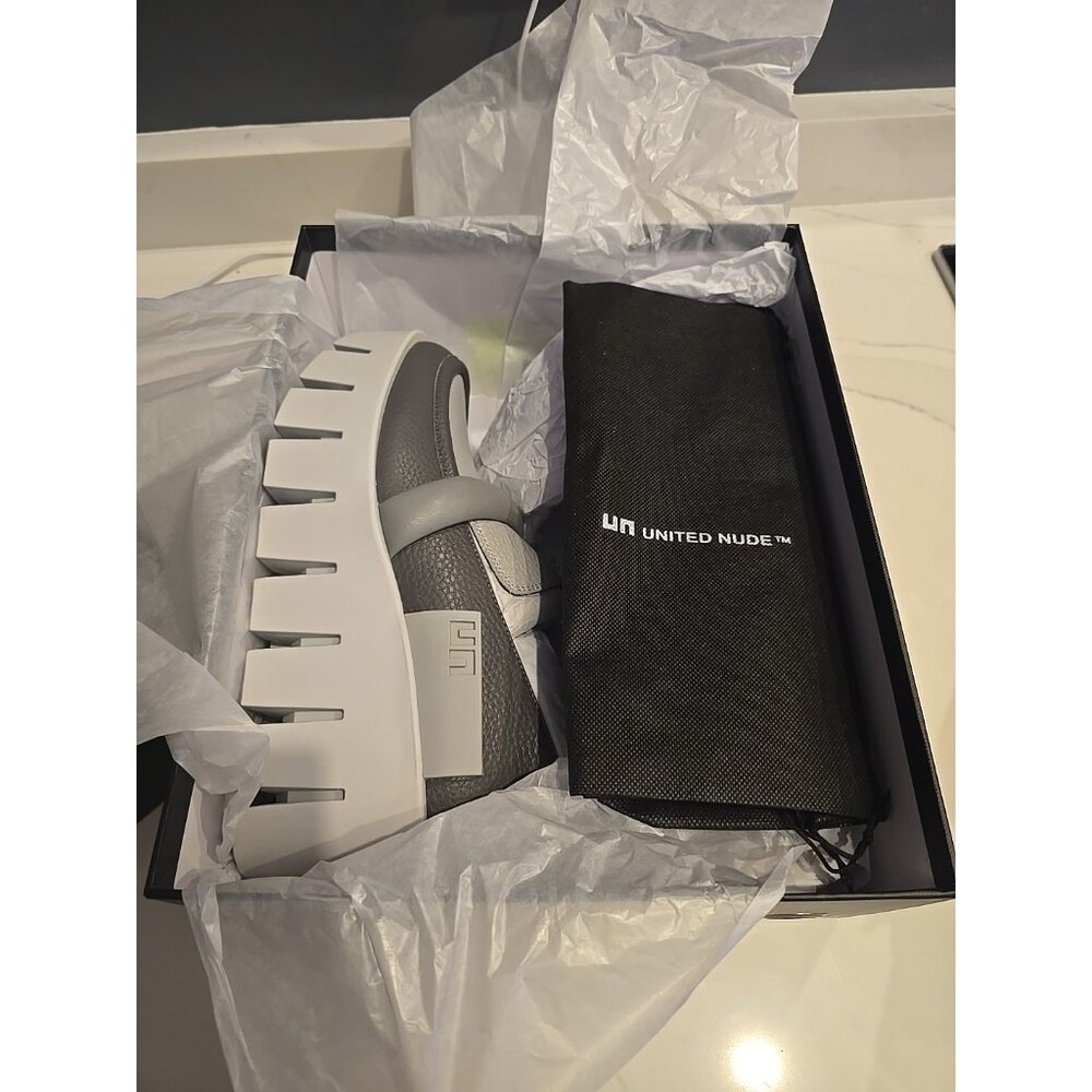 United Nude Loafers Composite Grip Shoes Gray Leather Wedge Chunky Platform 40 9 - Picture 7 of 10
